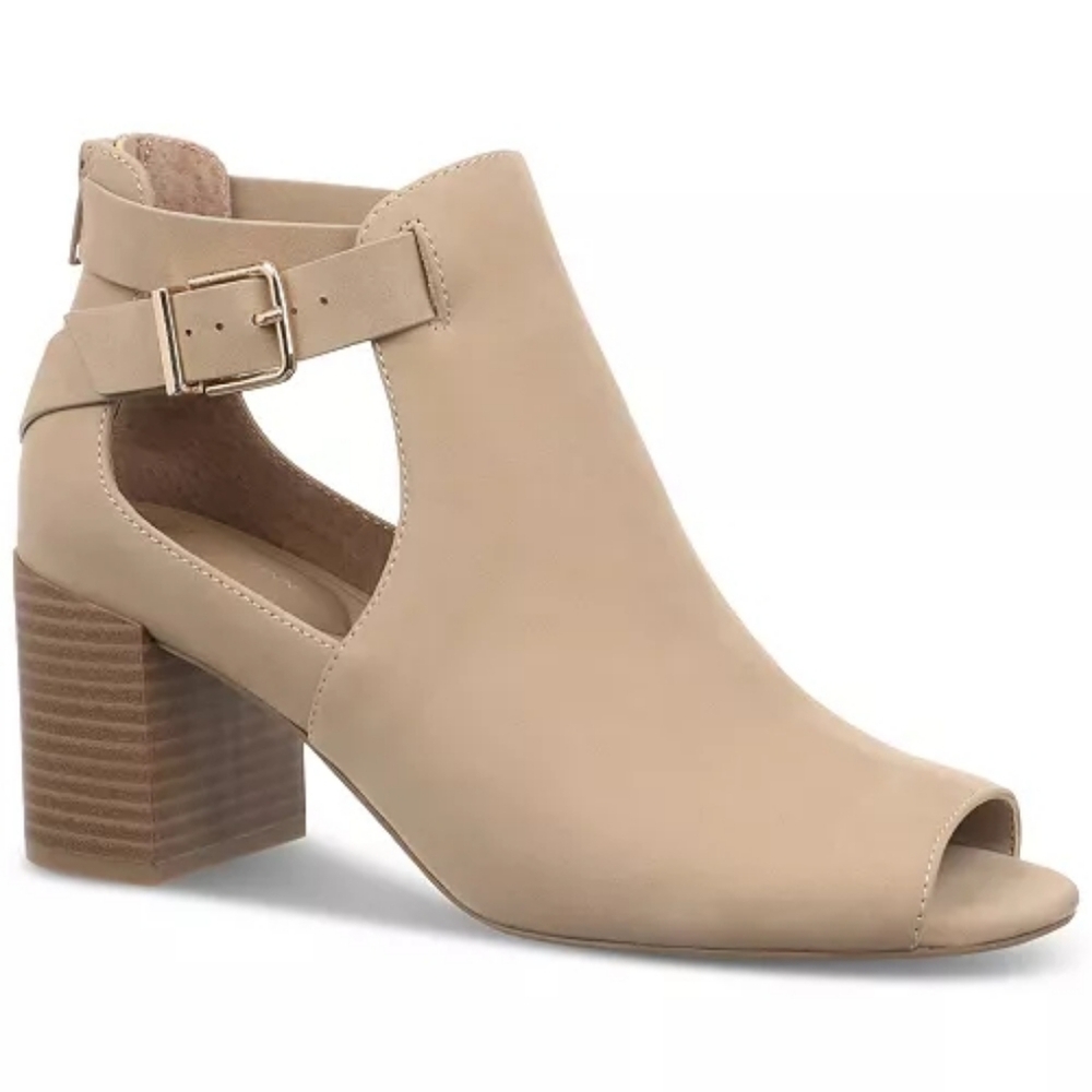 Women's Tan Block Heel Ankle Booties